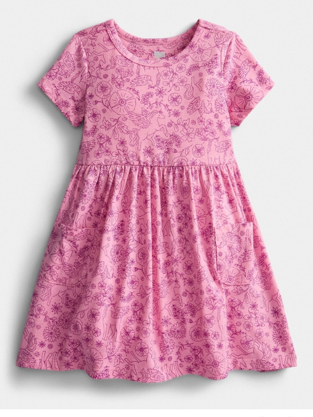 WN Toddler Girls English Rose Unicorn Pocket Dress Size 5T NWT